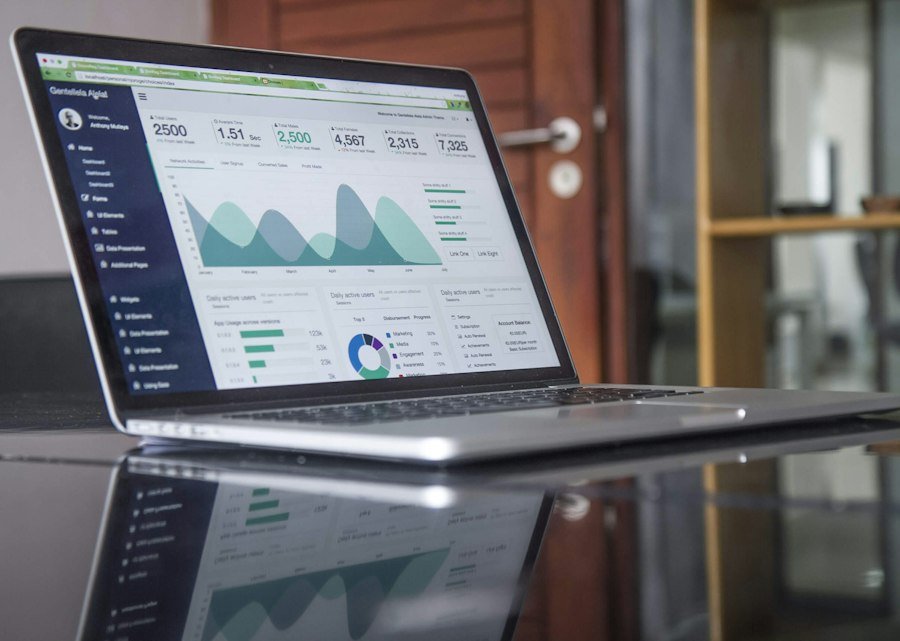 Website analytics dashboard on a laptop